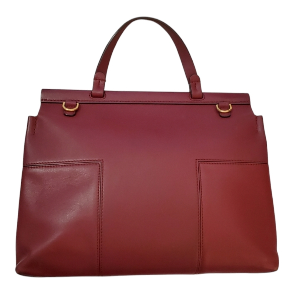 TORY BURCH New York Burgandy Leather Block-T Shoulder Crossbody Handbag - Picture 3 of 16